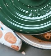 Overmont Enameled Cast Iron Dutch Oven - 5QT Pot with Lid Cookbook &amp; Cotton Potholders - Heavy-Du...