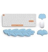 Lauspuck Keyboard Wrist Rest Pad Set, Leaf Shape PU Leather Memory Foam Wrist Cushion Support,Mou...