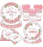 168 Pcs Happy Mother's Day Party Supplies, Mothers Day Plates and Napkins Set for 24 Guests Best ...