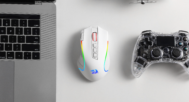 Redragon M612 Pro white RGB mouse for laptop and console gaming keeps commands responsive