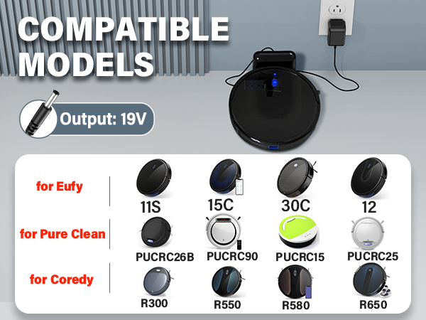 Power cord replacement for Eufy BoostIQ RoboVac 11S cleaner