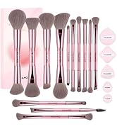 MAANGE 19 Pcs Makeup Brush Set Professional Double-Ended Makeup Brushes | Double-sided Synthetic ...