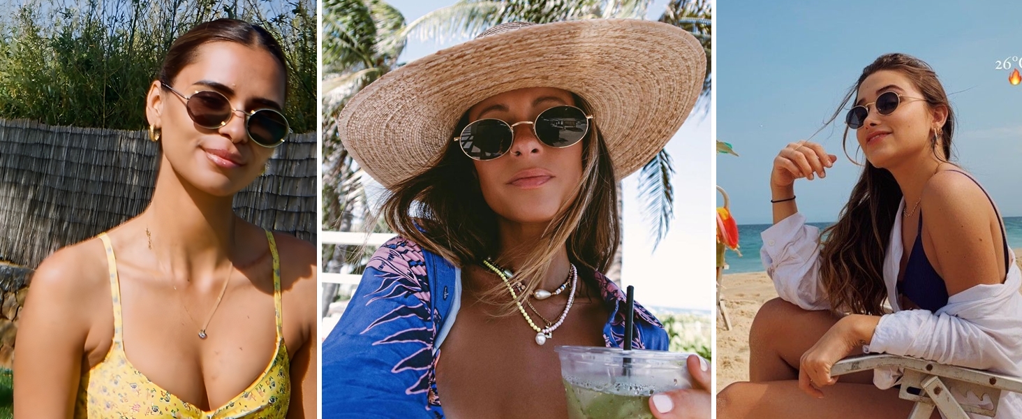 retro trendy oval sunglasses 90s fashion vintage cute chic lightweight glasses summer vacation beach