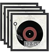 JCJMY Vinyl Frame Record Frames for the Wall Display Album Covers, Wood 12.5x12.5 Frames Black fo...