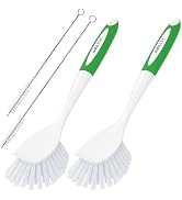 Amazer 4 Pack Dish Brush with Handle, 2 Kitchen Scrub Brushes for Cleaning, 2 Straw Cleaner Brush...
