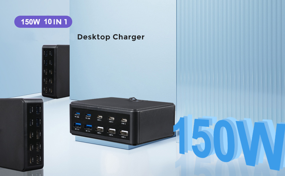 150W 10-Port USB Charger