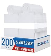 GSSUSA 200 Pack 5.25x3.75x8 Inch Small Paper Gift Bags with Handles Bulk, White Kraft Bag for Sma...