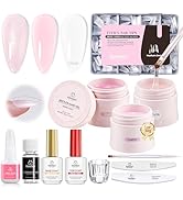 Beetles Hard Gel for Nails, Blossom Glow HEMA-FREE 3 Colors Clear Pink Glittergel builder &amp; Base ...