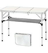 Folding Camping Table, 35''L x16''W Camp Aluminum Table with Adjustable Height Legs, Indoor Outdo...