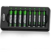 BEVIGOR Rechargeable AA and AAA Batteries with 8 Bay Smart Charger,4 Pack AA 2800mAh &amp; 4 Pack AAA...