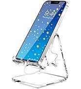 Crpich Acrylic Cell Phone Stand for Desk, Clear Phone Holder with Star-Shaped Charging Hole, Comp...