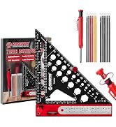8 in 1 Rafter Square with Carpenter Pencil, Multi-Purpose Carpenter Square Tools: Square, Protrac...
