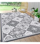 Pauwer Reversible Outdoor Rug, 6'x9', Waterproof, Polypropylene, Clover Grey, Area Rug for Patio,...