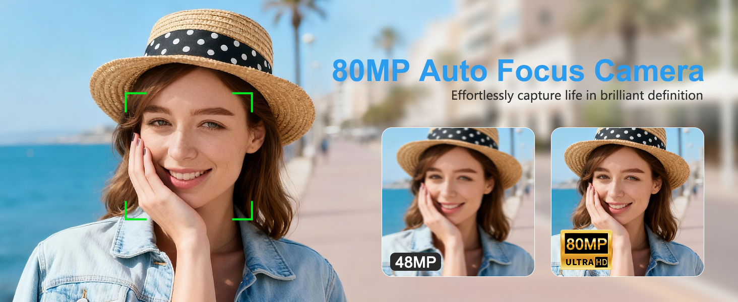 Capture stunning detail. 80MP resolution with auto-focus makes every shot sharp.