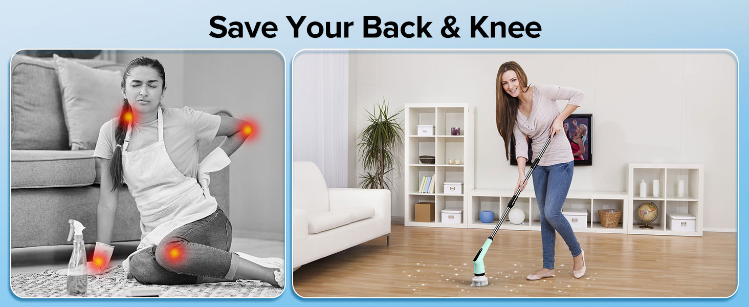 cordless power scrubber electric tub scrubber with long handle automatic cleaning brush