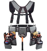 VEVOR Tool Belt, 22 Pockets Tool Pouch with Suspenders for Men, Heavy Duty Adjustable Utility Bel...