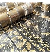 6 Rolls PET Transparent Gold Foil Washi Tape Set, Nature Theme Decorative Tape 3cm*3m (1.18*118in...