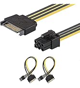 J&D SATA Power Cable, (2 Pack) SATA 15 Pin to 6 Pin PCI Express (PCIe) Graphics Video Card Power ...