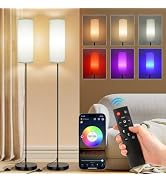FRIDEKO HOME 2 Pack Floor Lamps for Living Room, 9W 800LM Bulbs White Shade | Music Sync Light, A...