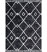 YIHOUSE Moroccan Area Rugs for Living Room 5x7, Black and White Aztec Rug, Western Geometric Soft...