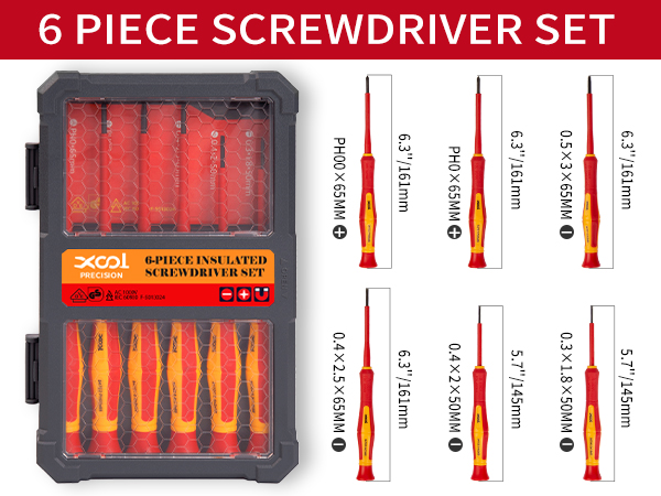 XOOL 1000V Insulated Precision Electrician Screwdrivers Set