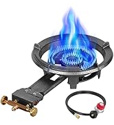 Llamaviva 90,000 BTU Portable Propane Burner Stove Cast Iron Single Burner for Outdoor Wok Cookin...