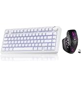 SOLAKAKA A75 and SM809, Wireless Keyboard and Mouse Combo for PC (A75 Crystal-White &amp; SM809 Black)