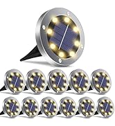 Solar Outdoor Lights 12 Packs, Waterproof Solar Pathway Lights Bright In-Ground Lights Lighting D...