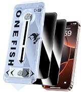 OneFish Privacy Screen Protector for iPhone 16 Pro Max [6.9 inch], Airbag Edge Protection Anti Sp...