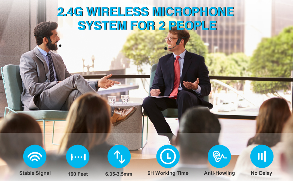 2.4G Wireless Microphone System for 2 People