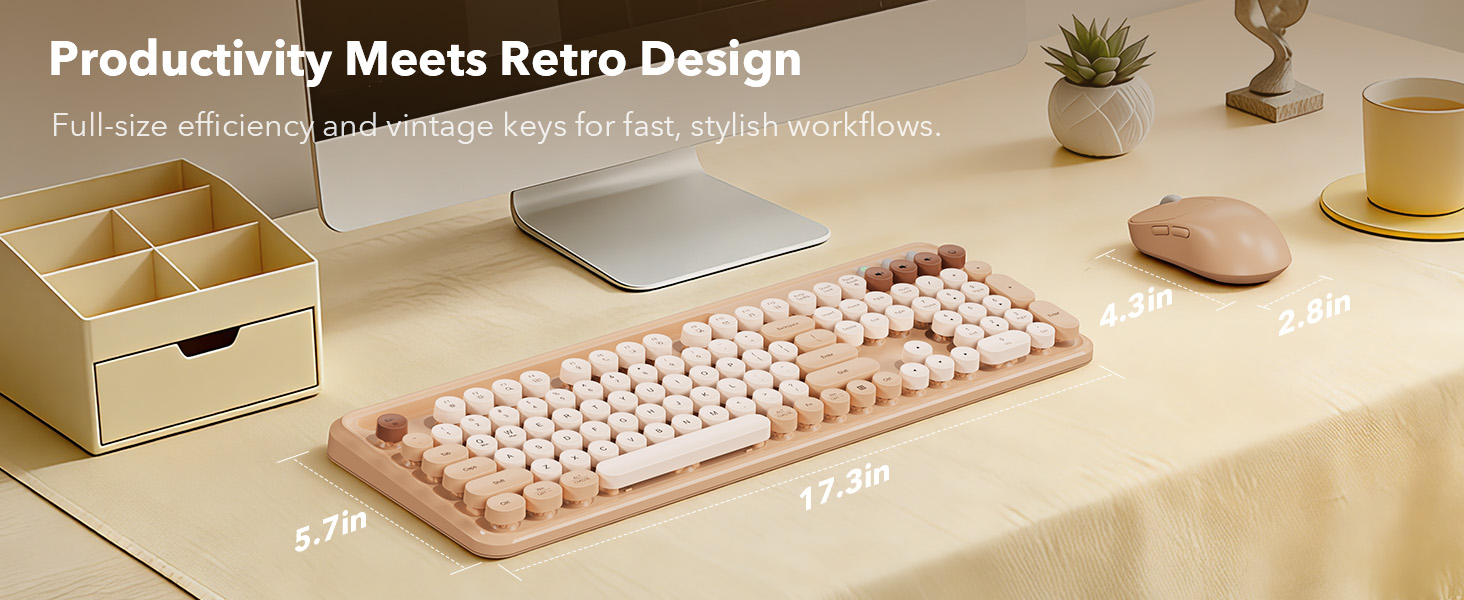 Productivity Meets Retro Design. Full-size efficiency and vintage keys for fast, stylish workflows.