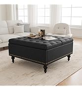 iabifo Versatile Lift-Top Ottoman, Multi-Function Storage Bench and Coffee Table in Leather for L...