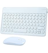 Bluetooth Wireless Keyboard and Mouse Combo-Rechargeable Mini Cute Typewriter Wireless Mouse and ...