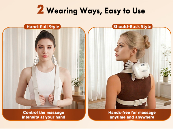 Wireless Neck Massager with Heat, Rechargeable Shiatsu Neck and Shoulder Massage