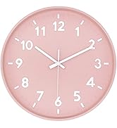 JENLYSTIME 12 Inch 3D Number Modern Wall Clock,Round Bright Colorful Dial,Non Ticking Silent Quar...