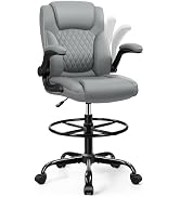Drafting Chair, Tall Office Chair for Standing Desk, High Executive Leather Ergonomic Computer Ch...
