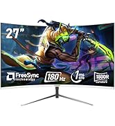 Gawfolk 27 Inch PC Computer Screen,1800R Curved Gaming 180Hz Monitors, FHD1080p 1ms Without Bezel...