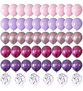 CVPARTYON Pink and Purple Balloons 60 PCS 12 Inch Metallic Purple Pink Hot Pink Latex Balloons Co...