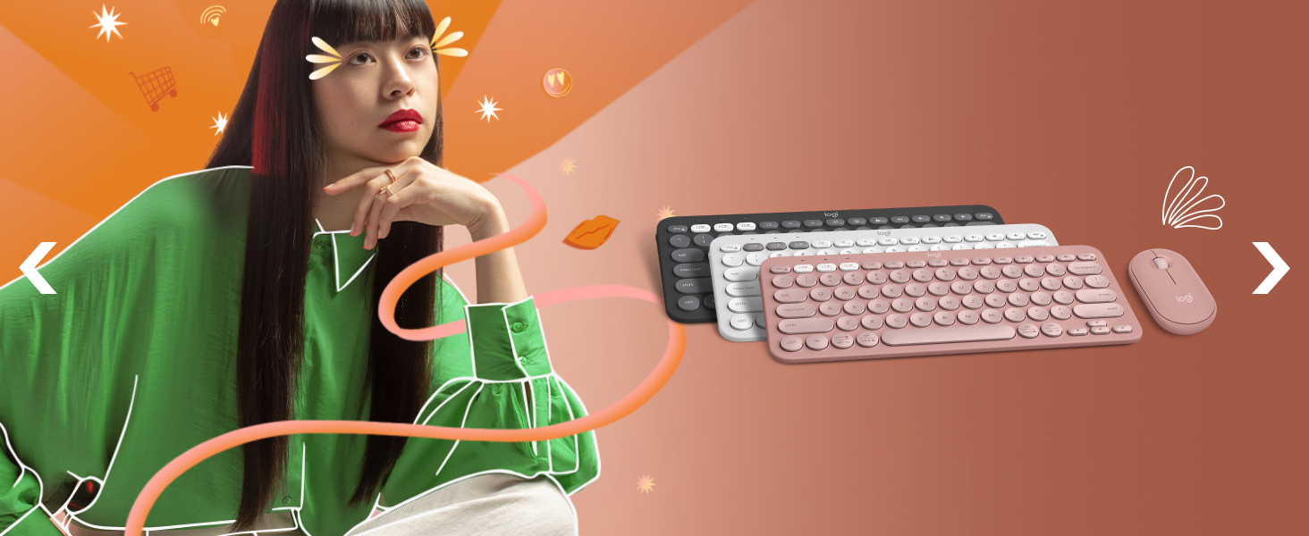 pebble keys 2 k380s wireless keyboard in graphite, rose, white