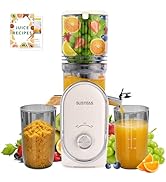 SUSTEAS Cold Press Juicer, 5.3" Feed Chute Slow Masticating Machines with 300W, Fit Whole Fruits ...
