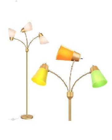 3 light gold floor lamp