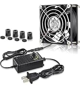 GDSTIME 80mm x 25mm Computer Fan with AC Plug, 100V-240V Variable Speed Controller for Modem Terr...