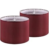 GOSO Red Faux Silk Lamp Shade Set of 2 Medium Drum,Modern Lamp Shades for Table Lamps Floor Lamps...
