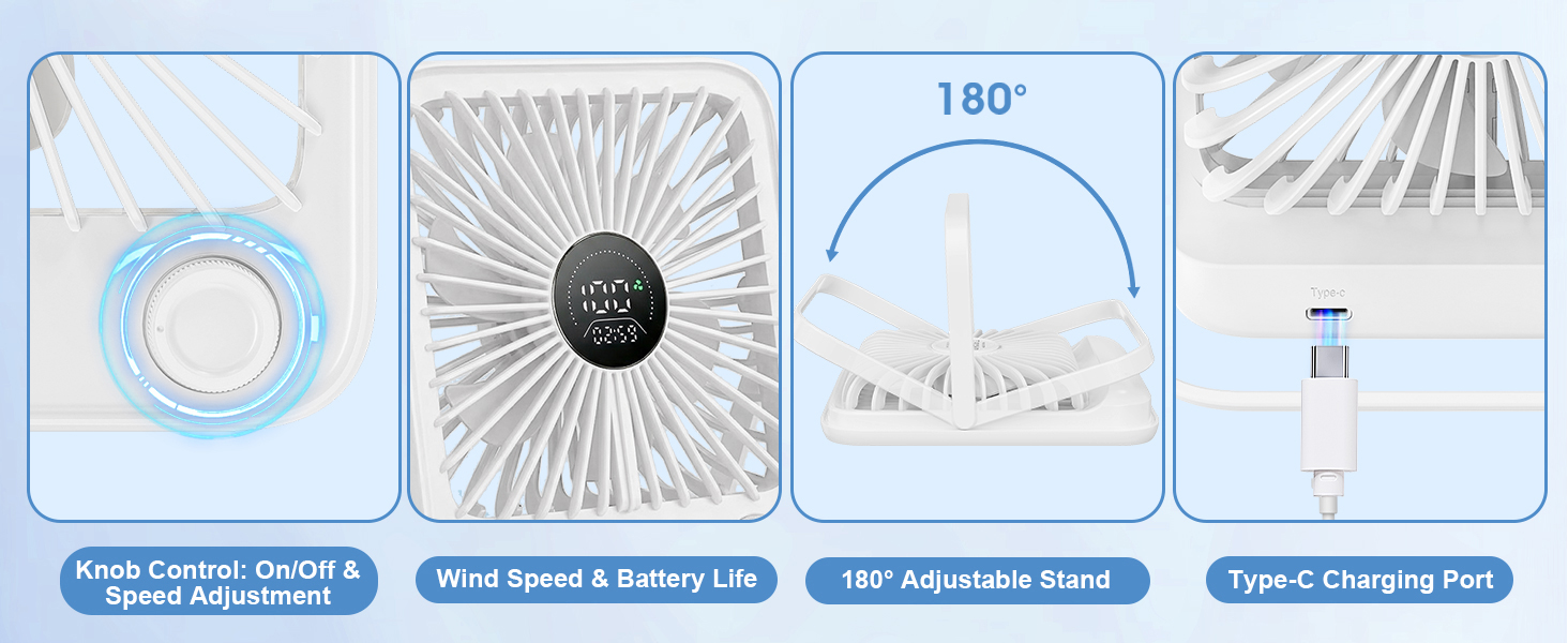 white portable desk fan