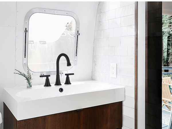 Matte Black Bathroom Sink Faucet Bathroom Faucets for Sink 3 Hole Faucet for Bathroom Sink Vanity RV