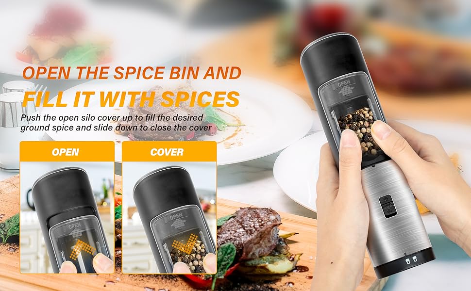 battery operated salt and pepper grinder set