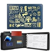 Zippered Business Checkbook Binder, Premium PU Leather Organizer with 2 Loose-Leaf Binder Pockets...