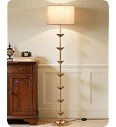 GOEBLESON 63.8” Floor Lamp with Landen Leaf, Antique Gold Standing Lamp with Foot Switch, Metal, ...