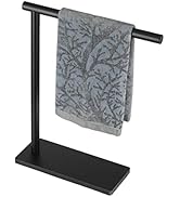 JQK Hand Towel Holder Stand Black, Modern Tree Rack Free Standing for Countertop with 12 Inch Bar...