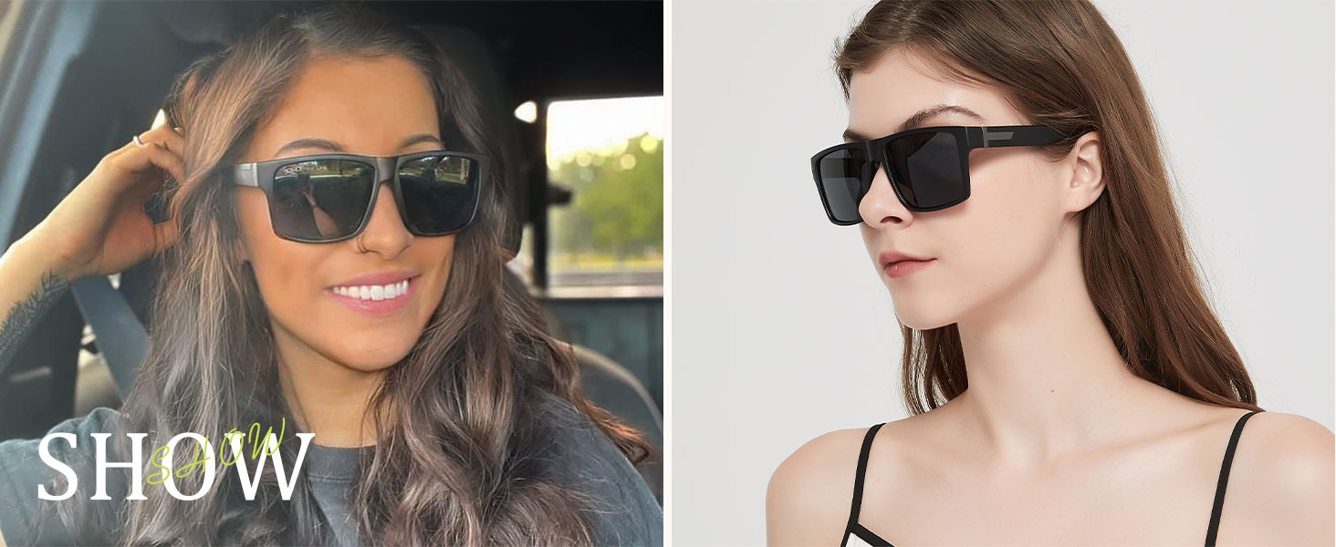 LYZOIT Square Sunglasses for Men Women Polarized Oversized Big UV Protection Rectangle Shades